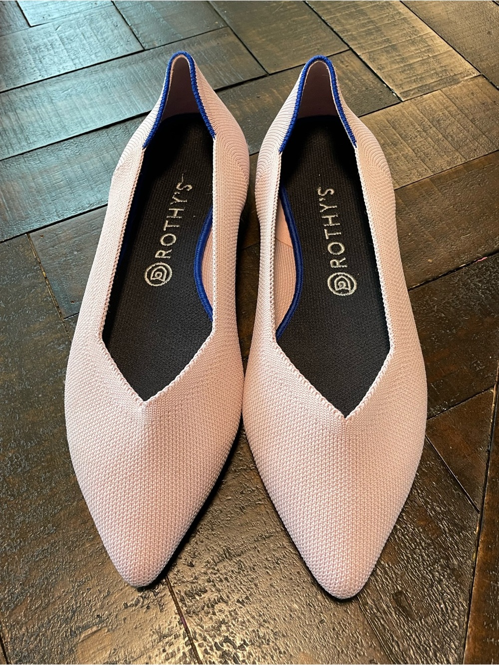 Rothy's Blush Pink Pointed Knit Slip-On Flats